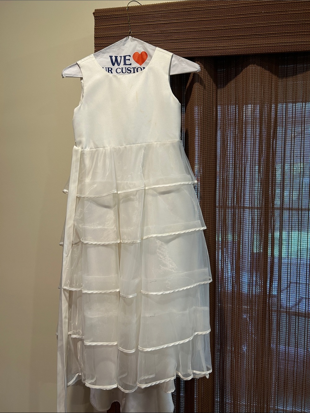White Tiered Organza Kids Dress